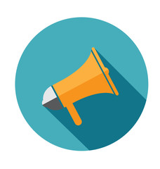 megaphone Flat vector icon with long shadow for social media ma