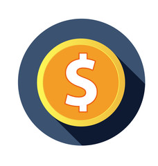 Flat dollar icon with long shadow. vector illustration