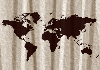 Landkarte auf zerknülltem Papier