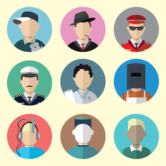 Set of Circle Icons with Man Different Professions. Set - 11