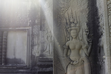 Beautiful Apsara Dancers Stone Carving, Angkor Wat, Cambodia