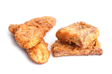 Traditional Thai dessert or snack, deep fired banana and yam