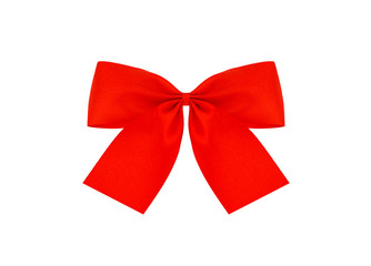 Festive red bow made of ribbon isolated on white
