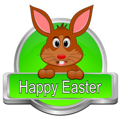 Easter bunny wishing happy easter button