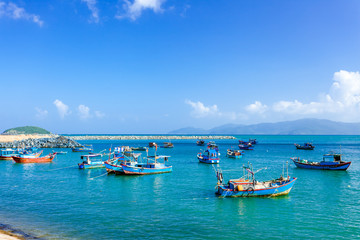 Obraz premium Fishing boats in marina at Nha Trang, Vietnam