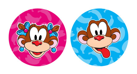 Monkey head in the round frame.