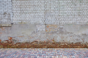 The wall of the old red brick
