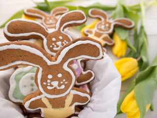 Easter Bunny cookies in the linen bag