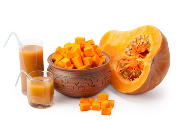 chunks of pumpkin and pumpkin juice