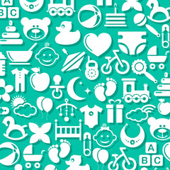 Seamless pattern with baby icons