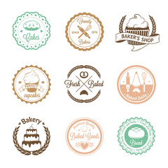 Vintage bakery badges, labels and logos