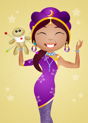 gipsy with voodoo doll