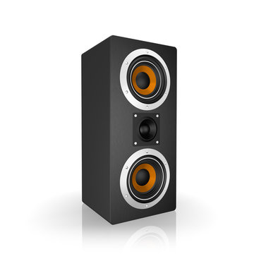 Black Tall Loudspeaker, isolated on a white background
