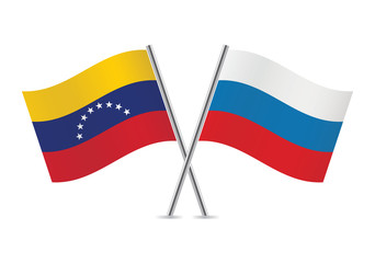 Russian and Venezuela flags. Vector illustration.