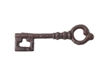 Old key isolated on white background
