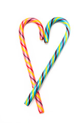 Fototapeta premium Candy canes on a white background. Shallow depth of field