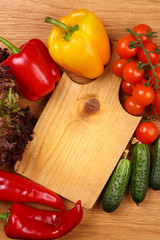 Cutting board and vegetables