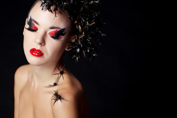 Fototapeta premium woman portrait in studio, face art