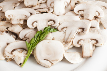 porcini mushrooms sliced and served