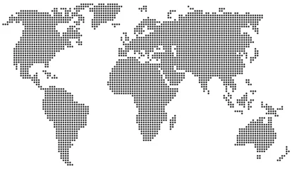 Wandcirkels aluminium Weltkarte aus Punkten / Kreisen © reeel
