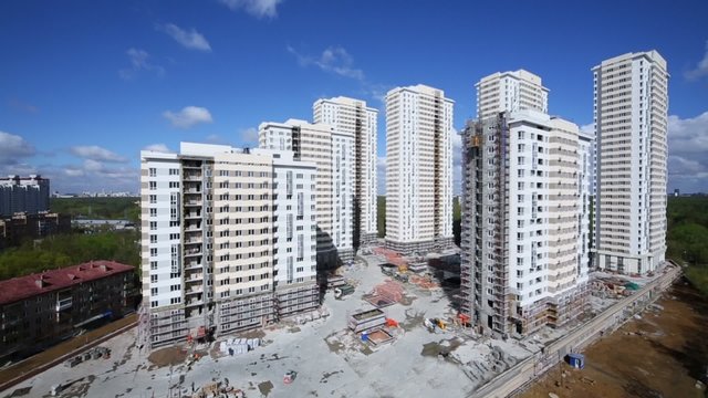 Few buildings under construction of residential complex