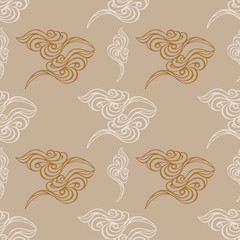 Fototapeta premium Hand drawn wave tracery grey background, seamless pattern. Vecto