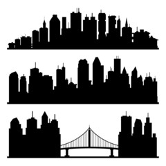 Naklejka premium Vector set. Cities silhouette.