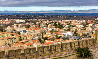 Fototapeta na wymiar View of Carcassonne from the fortress - Languedoc, France