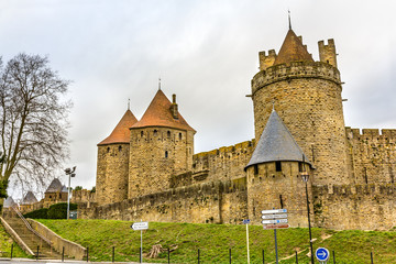 Fototapeta na wymiar Carcassonne town walls - France, Languedoc-Roussillon