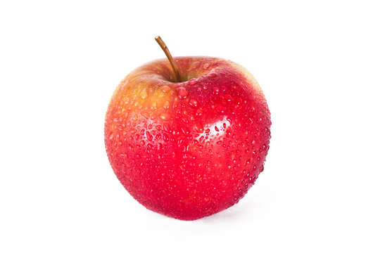 Red apple with a drops