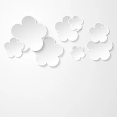 Plexiglas foto achterwand white paper flowers on the white background © irochka1