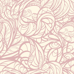 Pink hand drawn floral seamless.