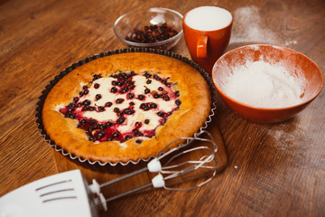 Red and black currant cake