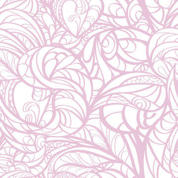 Pink hand drawn floral seamless.
