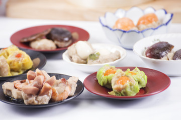 Group of stream Dim Sum chinese food
