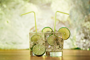 Mint and lime refreshing summer cocktails