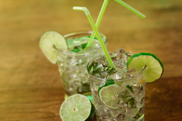 Mint and lime refreshing summer cocktails