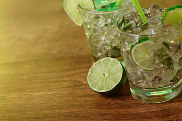 Mint and lime refreshing summer cocktails