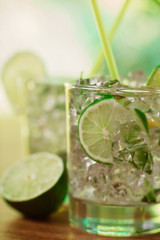 Mint and lime refreshing summer cocktails