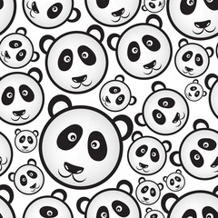 black and white panda bear head seamless pattern eps10