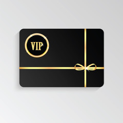 Fototapeta na wymiar Gold VIP cards with shiny letters and ribbon