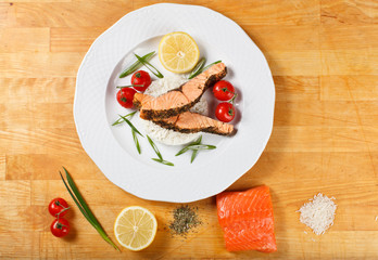 salmon steamed with ingredients fitness menu