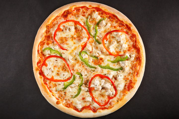 Tasty Italian pizza with pepper sweet cheese and chicken