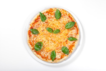 pizza Margherita on white background