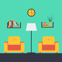 Living room interior with furniture