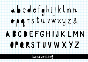 Hand writing alphabets doodle black and white