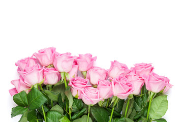 Pink roses bouquet. Isolated on white
