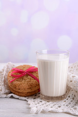 Tasty cookies and glass of milk