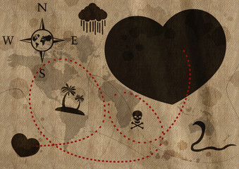 Schatzkarte Liebe / Herz / Love