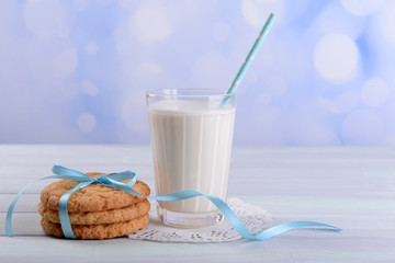 Tasty cookies and glass of milk